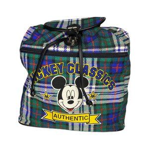 Disney Mickey Classic Authentic Back Pack Plaid Fabric 14" x 12" x 5"